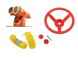 Spielset 1 inkl. Fernglas, Lenkrad rot Ø 33 cm, Telefon
