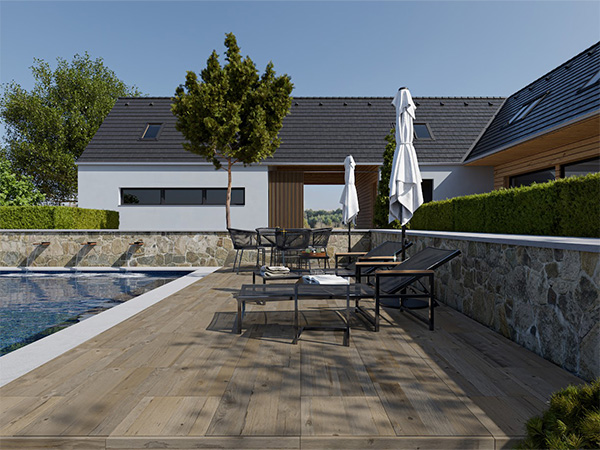 Haus, Wohnen, Terrasse, Stuhl, Hinterhof