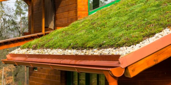 Wooden,House,With,Extensive,Green,Ecological,Living,Sod,Roof,Covered