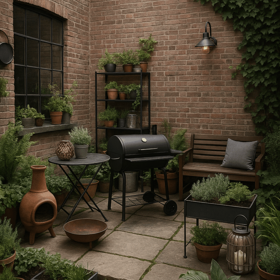 Urbaner Garten mit Grill